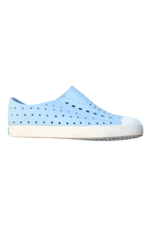 A Blue Slip Ons from Native Shoes in size 11Y for girl. (Front View)