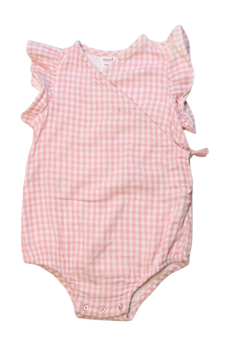 A Pink Sleeveless Rompers from Seed in size 6-12M for neutral. (Front View)