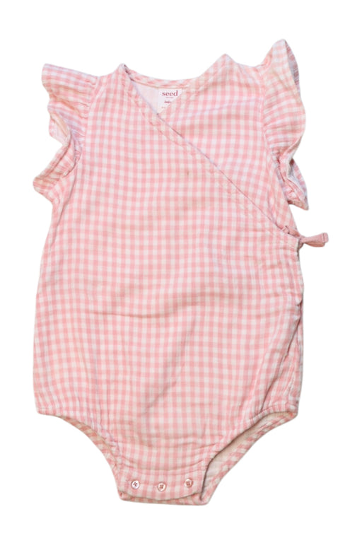 A Pink Sleeveless Rompers from Seed in size 6-12M for neutral. (Front View)