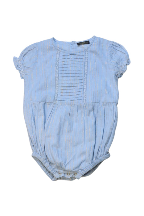 A Blue Short Sleeve Rompers from Velveteen in size 12-18M for girl. (Front View)