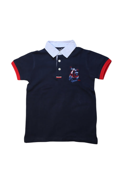 A Navy Short Sleeve Polos from Chickeeduck in size 5T for boy. (Front View)