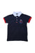 A Navy Short Sleeve Polos from Chickeeduck in size 5T for boy. (Front View)