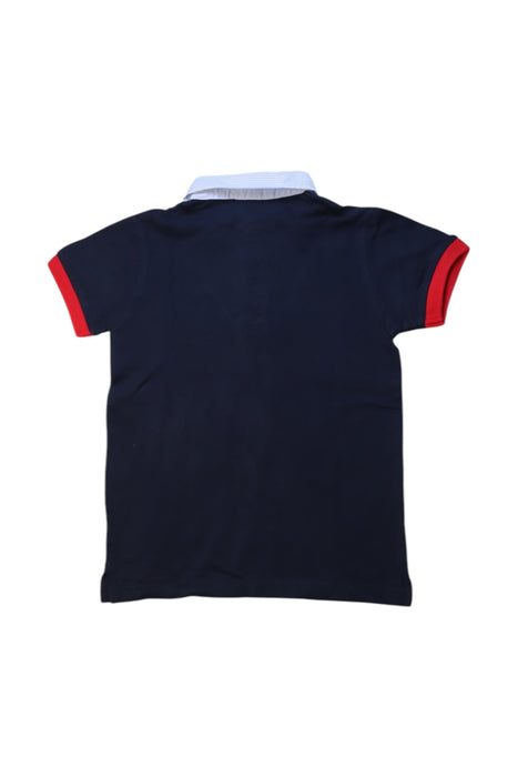 A Navy Short Sleeve Polos from Chickeeduck in size 5T for boy. (Back View)