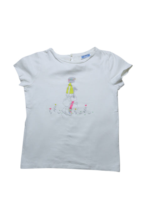A White Short Sleeve T Shirts from Jacadi in size 6T for girl. (Front View)