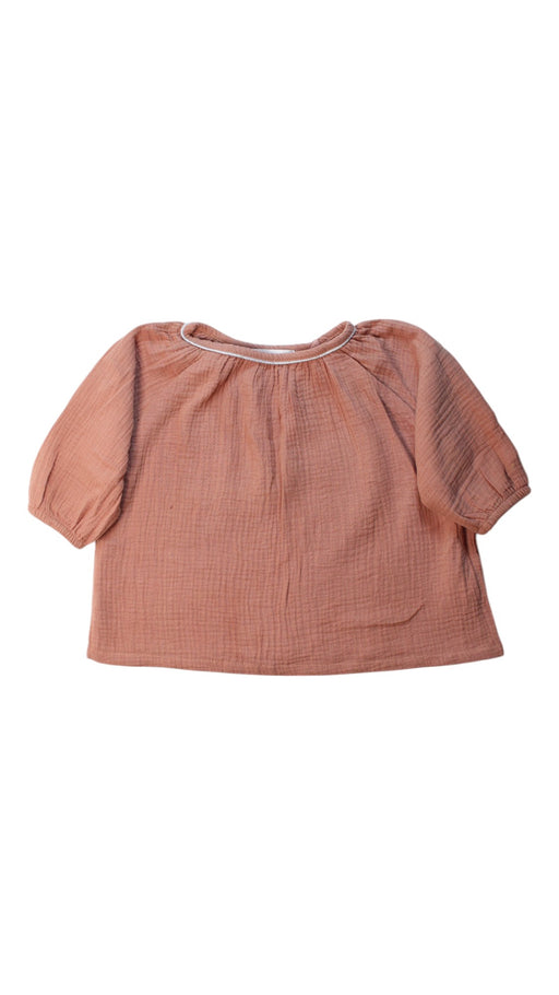 A Peach Short Sleeve Tops from Excuse My French in size 2T for girl. (Front View)