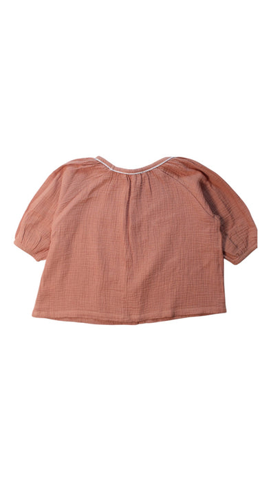 A Peach Short Sleeve Tops from Excuse My French in size 2T for girl. (Back View)