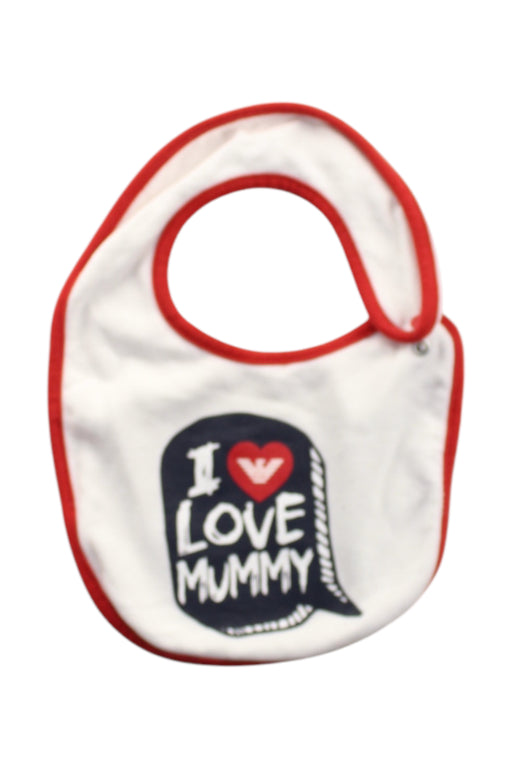 A Red Bibs from Armani in size O/S for neutral. (Front View)