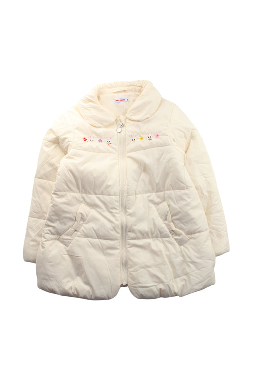 A White Puffer/Quilted Coats & Outerwear from Miki House in size 7Y for girl. (Front View)