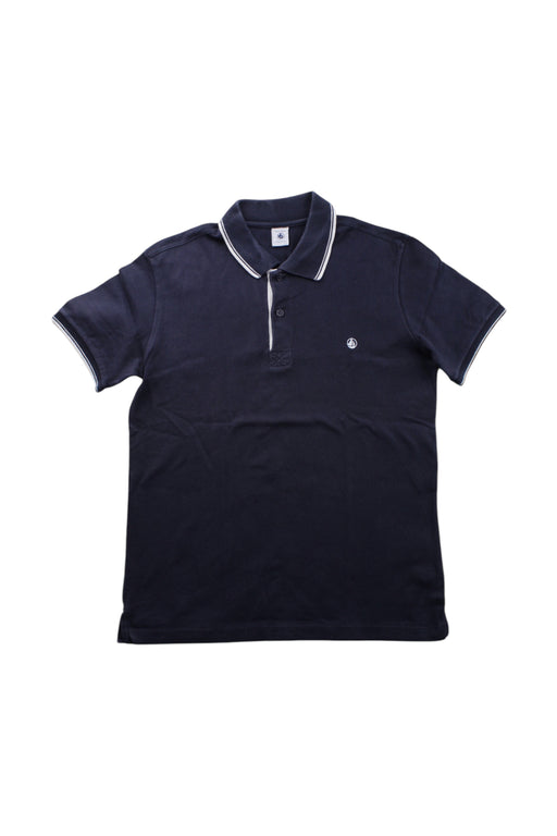 A Navy Short Sleeve Polos from Petit Bateau in size 12Y for boy. (Front View)