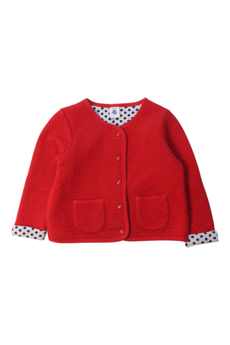 A Red Cardigans from Petit Bateau in size 2T for girl. (Front View)