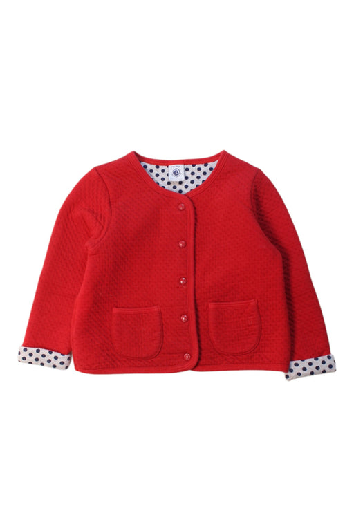 A Red Cardigans from Petit Bateau in size 2T for girl. (Front View)