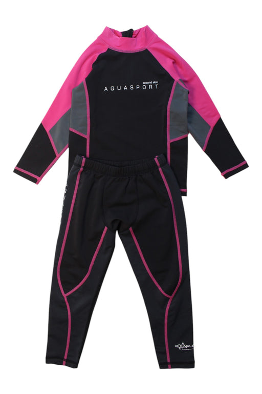 A Black Rash Guards from Aquasport in size 2T for girl. (Front View)