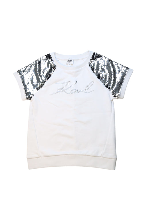 A White Short Sleeve Tops from Karl Lagerfeld in size 10Y for girl. (Front View)