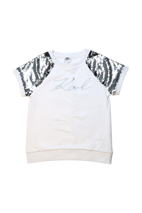 A White Short Sleeve Tops from Karl Lagerfeld in size 10Y for girl. (Front View)