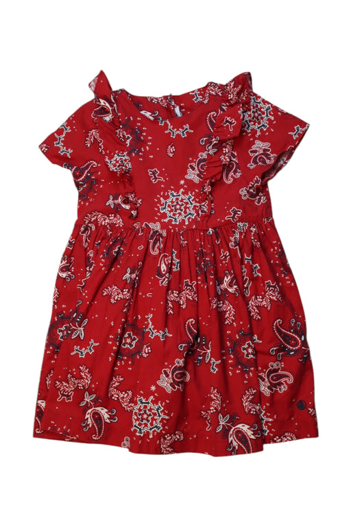 A Red Short Sleeve Dresses from Petit Bateau in size 4T for girl. (Front View)