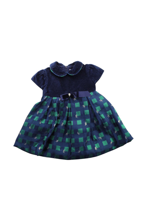 A Navy Short Sleeve Dresses from Chickeeduck in size 6-12M for girl. (Front View)