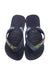 A Navy Flip Flops from Havaianas in size 4T for neutral. (Back View)