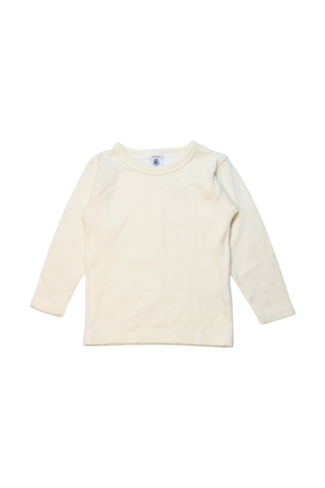A Ivory Long Sleeve T Shirts from Petit Bateau in size 4T for neutral. (Front View)