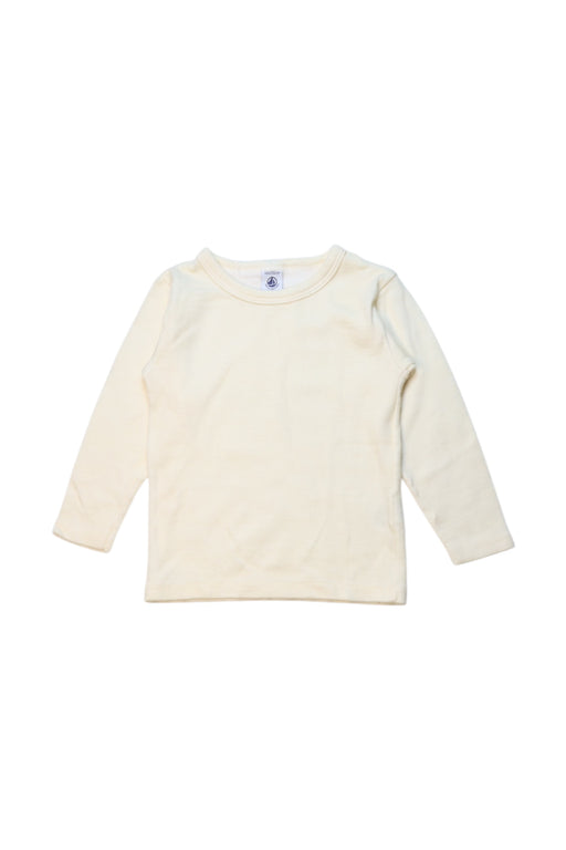 A Ivory Long Sleeve T Shirts from Petit Bateau in size 4T for neutral. (Front View)