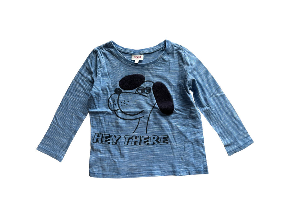 A Blue Long Sleeve T Shirts from Seed in size 4T for boy. (Front View)