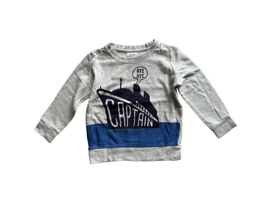 A Grey Sweatshirts from Seed in size 4T for boy. (Front View)