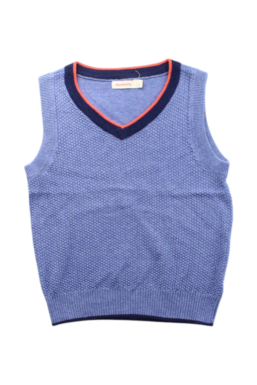 A Blue Outerwear Vests from Momonittu in size 6T for neutral. (Front View)
