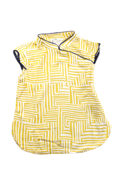 A Yellow Sleeveless Tops from La Faute à Voltaire in size 6T for girl. (Front View)