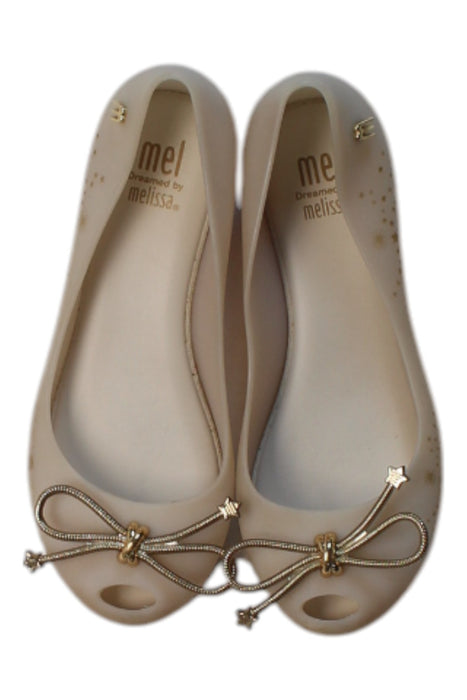 A Beige Flats from Melissa in size 6T for girl. (Back View)