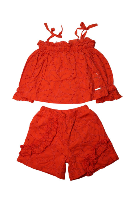 A Red Shorts Sets from MSGM in size 6T for girl. (Front View)