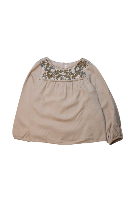 A Beige Long Sleeve Tops from Bonpoint in size 6T for girl. (Front View)