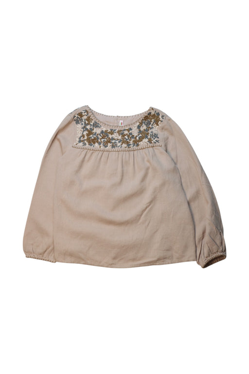 A Beige Long Sleeve Tops from Bonpoint in size 6T for girl. (Front View)