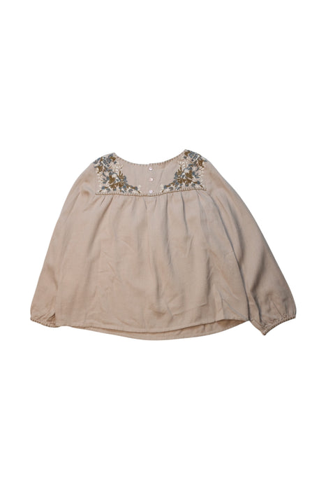A Beige Long Sleeve Tops from Bonpoint in size 6T for girl. (Back View)
