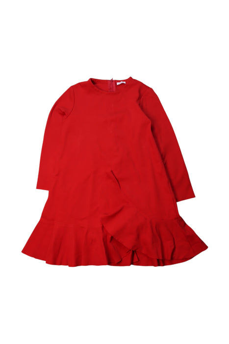 A Red Long Sleeve Dresses from Il Gufo in size 6T for girl. (Front View)