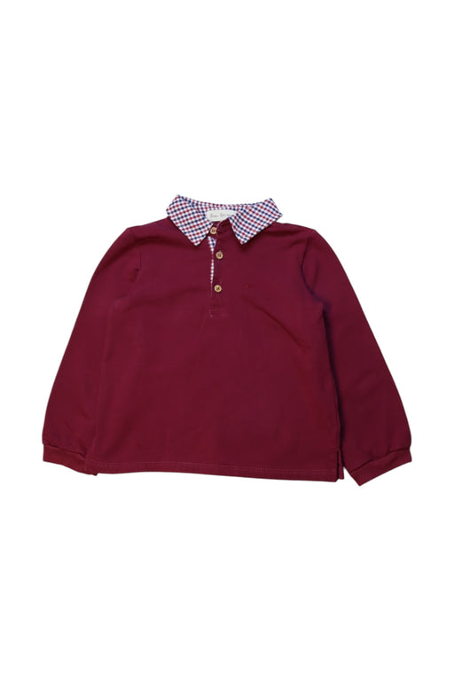 A Burgundy Long Sleeve Polos from Fina Ejerique in size 5T for boy. (Front View)