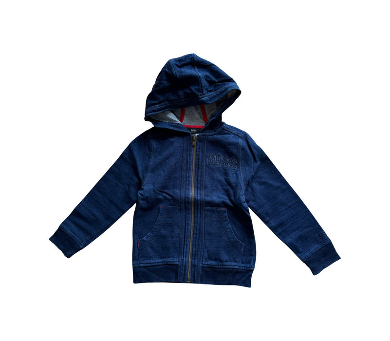 A Navy Zippered Sweatshirts from Boss in size 4T for boy. (Front View)