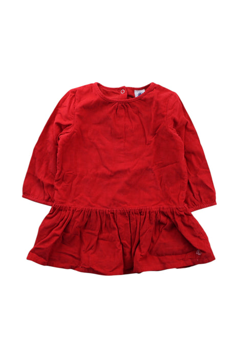 A Red Long Sleeve Dresses from Petit Bateau in size 12-18M for girl. (Front View)