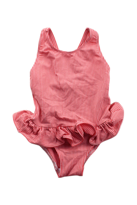 A Red Swimsuits from Bout&#39;Chou in size 6-12M for girl. (Front View)