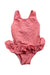 A Red Swimsuits from Bout&#39;Chou in size 6-12M for girl. (Front View)