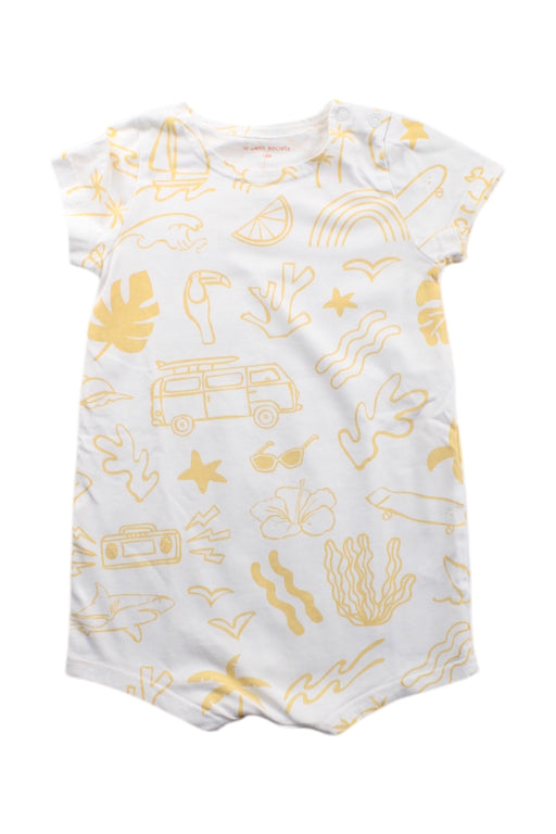 A White Short Sleeve Rompers from Le Petit Society in size 6-12M for neutral. (Front View)