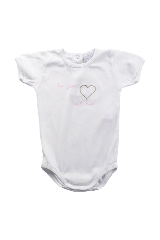 A White Short Sleeve Bodysuits from Agnes b. in size 6-12M for neutral. (Front View)