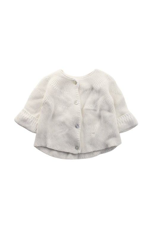 A White Cardigans from Natalys in size 3-6M for neutral. (Front View)