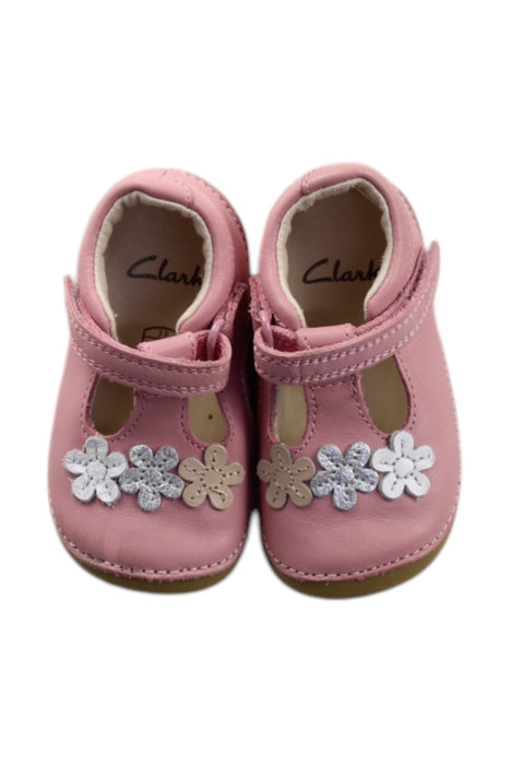 A Pink Booties from Clarks in size 6-12M for girl. (Back View)