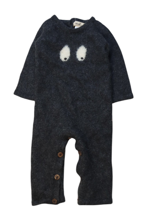 A Grey Long Sleeve Rompers from Oeuf in size 6-12M for neutral. (Front View)