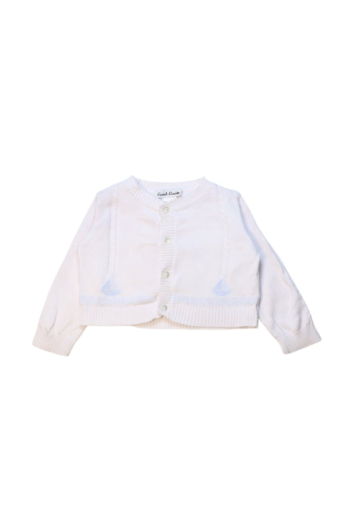 A White Cardigans from Sarah Louise in size 6-12M for neutral. (Front View)