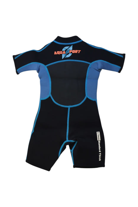 A Black Wetsuits from Aquasport in size 2T for neutral. (Back View)