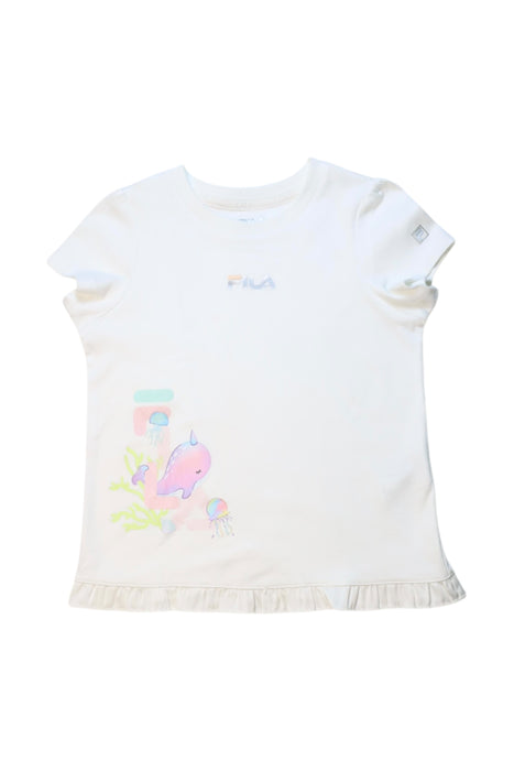 A White Short Sleeve T Shirts from Fila in size 4T for girl. (Front View)