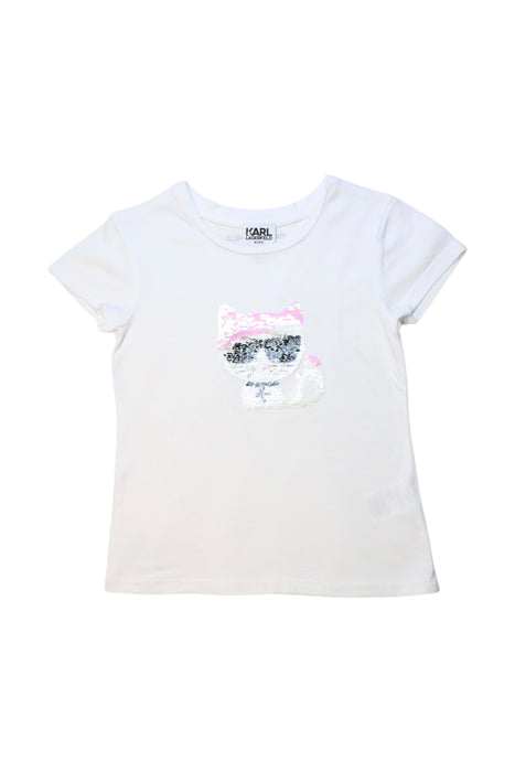 A White Short Sleeve T Shirts from Karl Lagerfeld in size 5T for girl. (Front View)