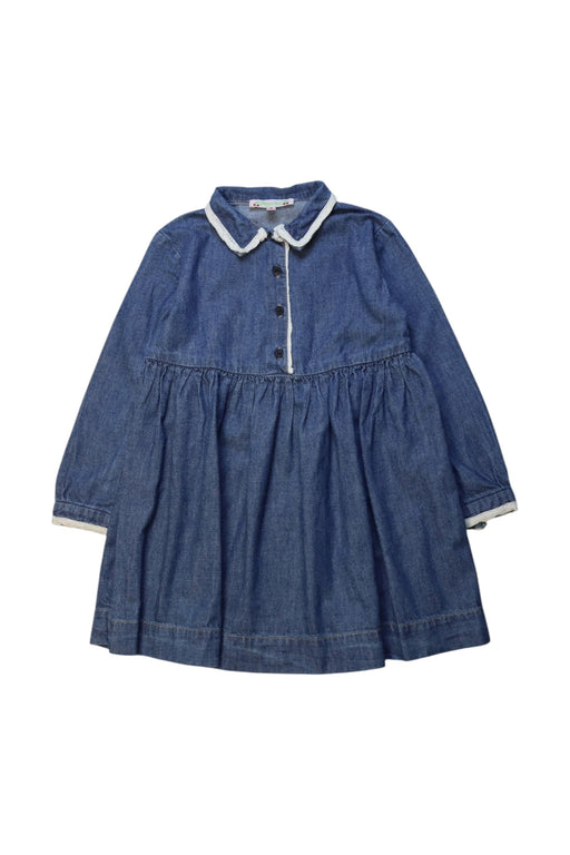 A Blue Long Sleeve Dresses from Bonpoint in size 4T for girl. (Front View)