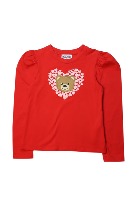 A Red Long Sleeve Tops from Moschino in size 6T for girl. (Front View)