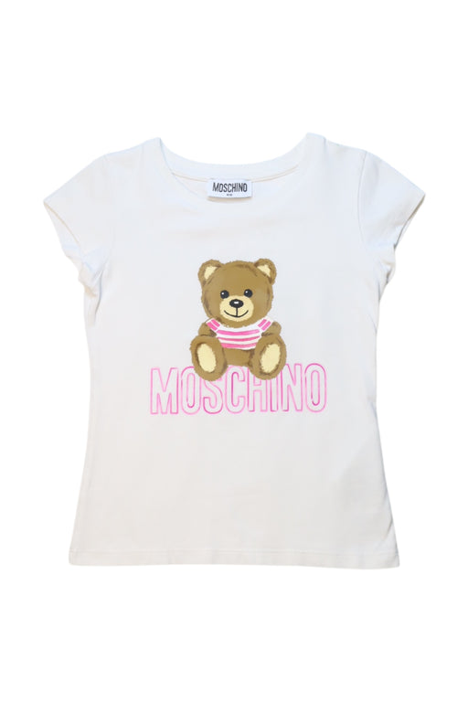 A White Short Sleeve T Shirts from Moschino in size 6T for girl. (Front View)